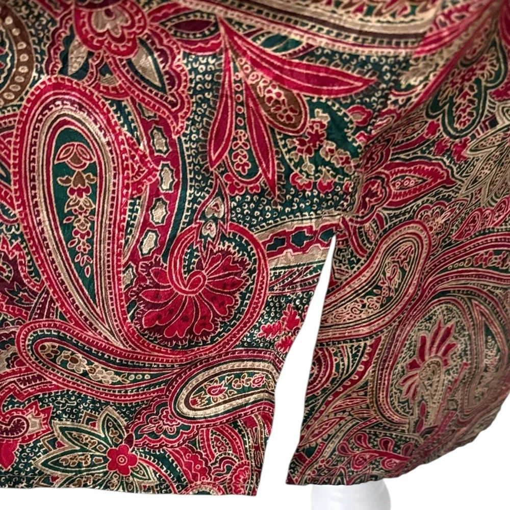 Victoria's Secret Red Green Paisley Gown Sleepwear Shirt Sz M